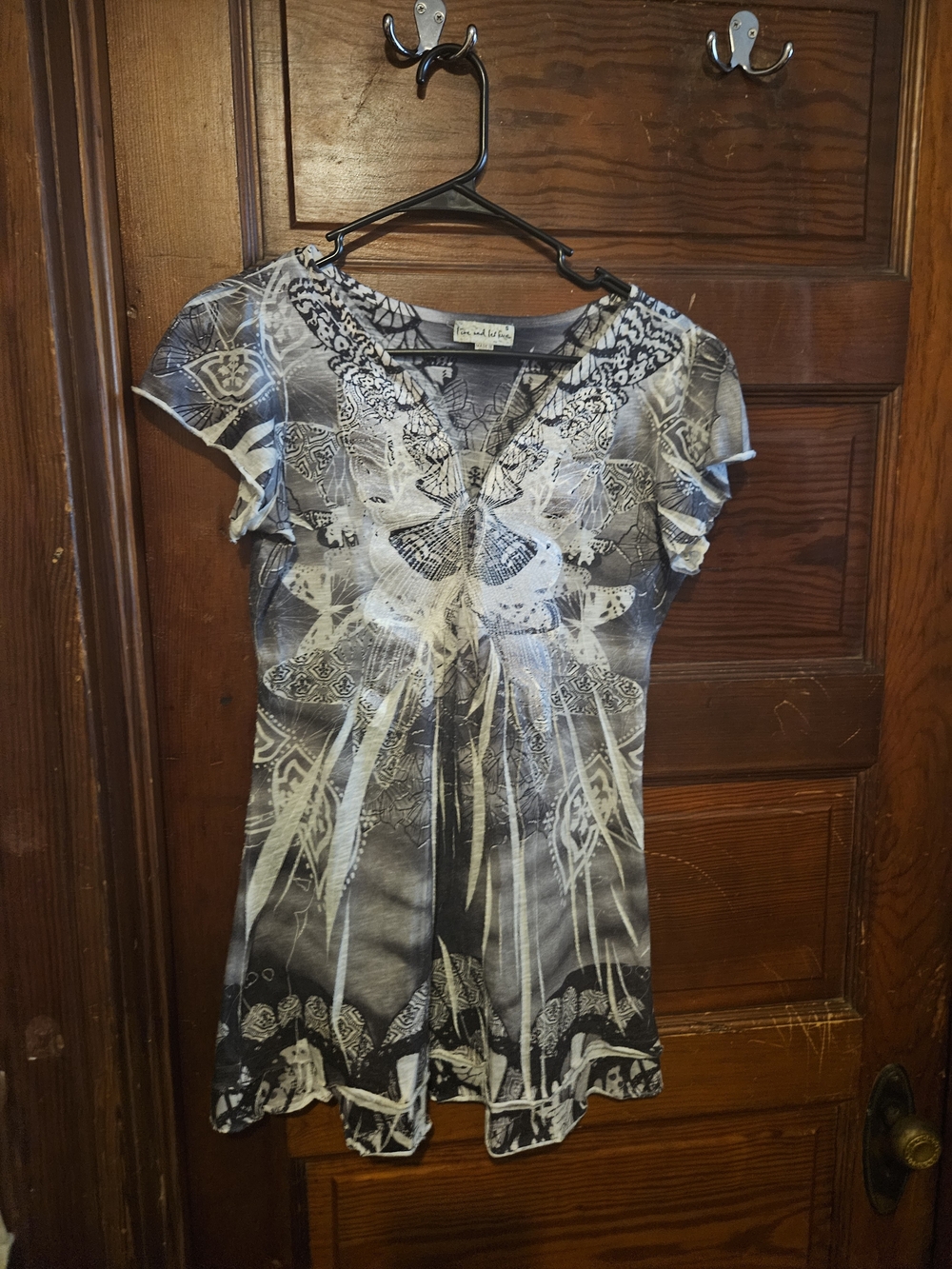 live and let live Black and White Graphic V-Neck Tunic